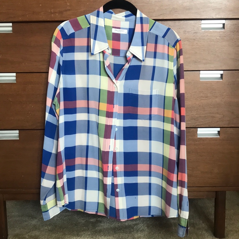 Check printed Equipment silk blouse